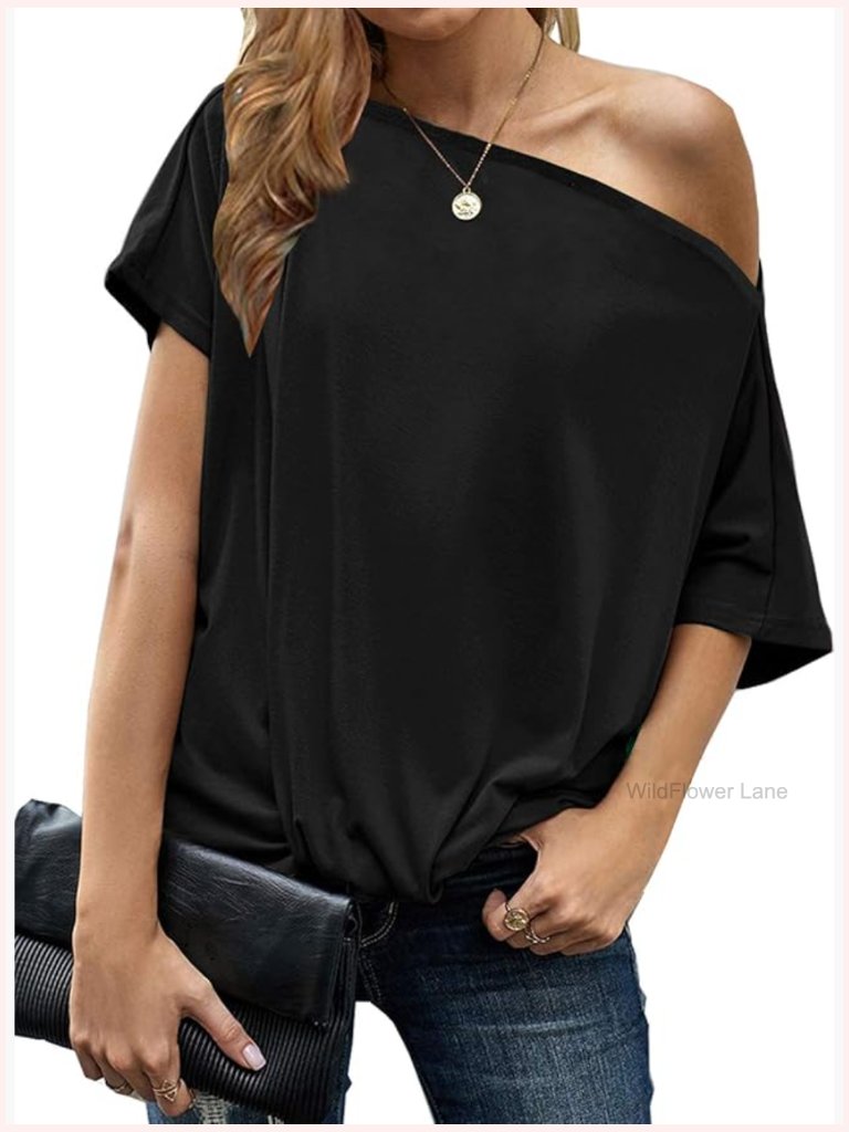Off Shoulder Knot Top Short Sleeve Summer Blouse